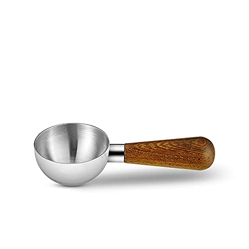 Retro Stainless Steel Coffee Scoop with Wood Handle, 15g -Tablespoon Coffee Measuring Spoon,Coffee Accessories,for Coffee Beans Or Tea,Color Silver