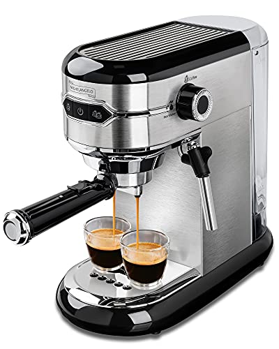 MICHELANGELO 15 Bar Espresso Machine with Milk Frother, Expresso Coffee Machines, Stainless Steel Espresso Maker for Cappuccino and Latte, Small Coffee Maker with Frother – Compact Design for Home