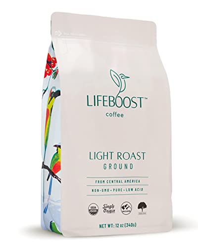 Lifeboost Coffee Light Roast Ground Coffee – Low Acid Single Origin Usda Organic Ground Coffee Beans – Non-Gmo Ground Coffee Light Roast Third Party Tested For Mycotoxins & Pesticides – 12 Ounces