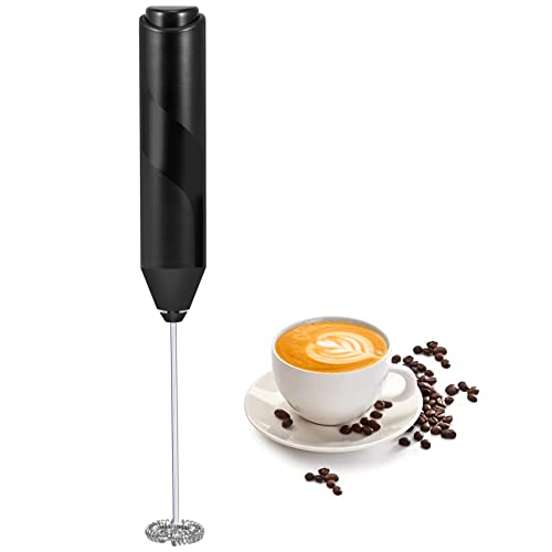 HOOCEN Milk Frother for Coffee Frother, Electric Whisk Drink Mixer Handheld Frother Battery Powered, Milk Foamer, Mini Mixer and Coffee Blender Frother for Latte Matcha Cappuccino, No Stand Black