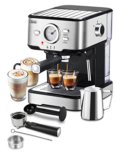 Gevi Espresso Machine 15 Bar, Expresso Coffee Machine With Milk Foaming Steam Wand, Espresso and Cappuccino Maker, 1.5L Water Tank, For Home Barista, 1100W, Black1