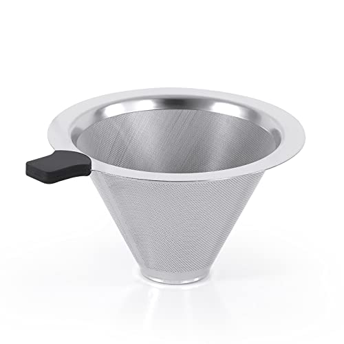 INSINTAR Pour Over Coffee Dripper Reusable Stainless Steel Pour Over Coffee Maker Cone Coffee Dripper Slow Drip Paperless Coffee Filter for 1-2Cup