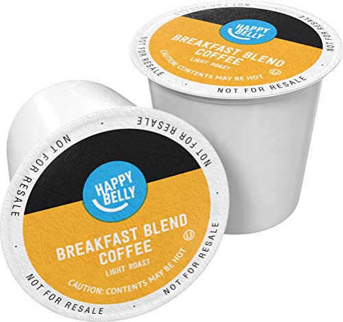 Amazon Brand – Happy Belly Light Roast Coffee Pods, Breakfast Blend, Compatible with Keurig 2.0 K-Cup Brewers, 24 Count
