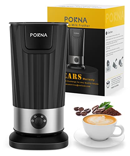 Pokna Milk Frother, 4 in 1 Electric Milk Steamer, Automatic Milk Warmer for Hot & Cold Froth, Electric Milk Frother for Coffee, Latte, Cappuccino, Hot Chocolate Maker, Quiet & Easy Cleaning