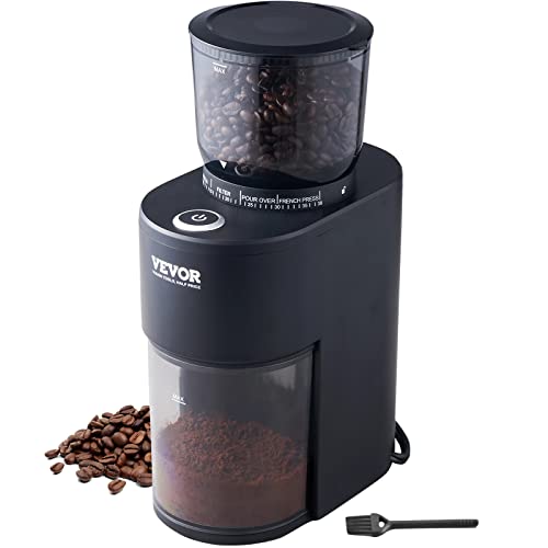VEVOR Coffee Grinder with 38 Precise Burr Coffee Grinder 5.3-Ounce 20 Cups Coffee Bean Grinder Perfect for Drip, Mocha, Hand Brew, French Press, Espresso, Black
