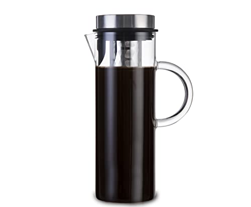 Mr Towels Deluxe Cold Brew Coffee Maker with Removable Stainless Steel Filter (Stainless Steel 44oz)