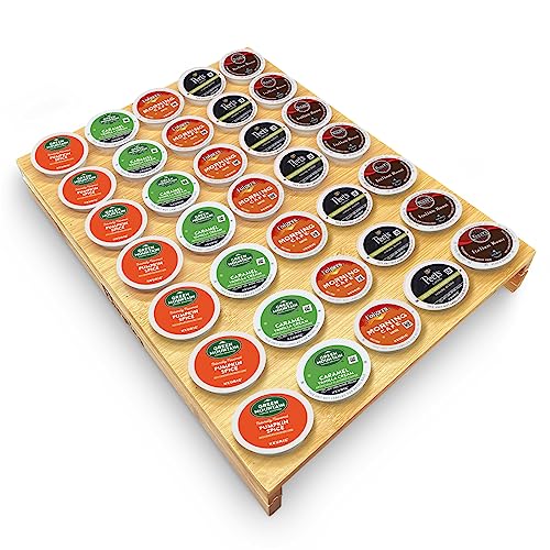 Bayting Bamboo K Cup Holder, K Cup Drawer Organizer Insert, Coffee Pod Holder for K Cups, Organizers for Kcup Coffee Station Drawer (35 Slots)