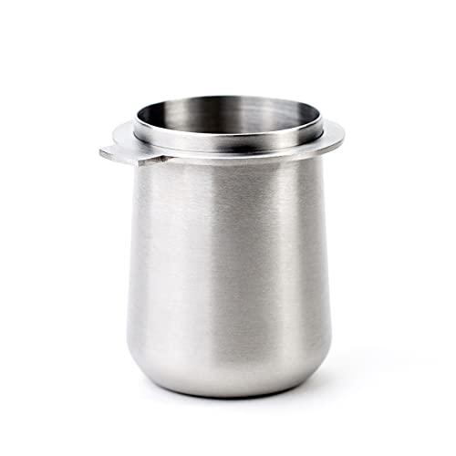 Crema Coffee Products | 54mm Dosing Cup | Brushed Silver | 100% Stainless Steel | Espresso Coffee Dosing Cup | Fits 54mm Breville Portafilters