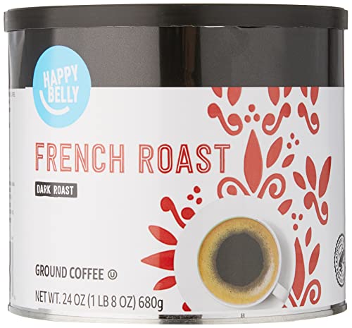 Amazon Brand – Happy Belly French Roast Canister Ground Coffee, Dark Roast, 24 Ounce