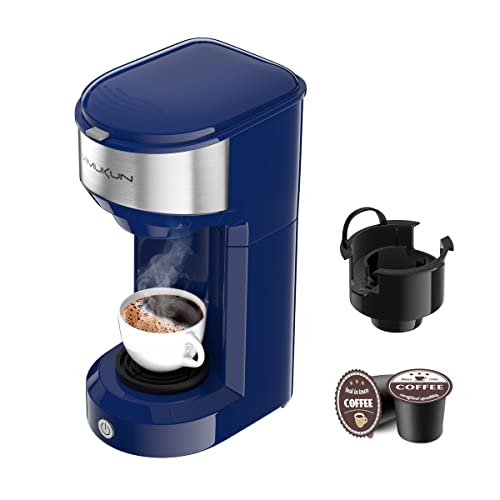 Vimukun Single Serve Coffee Maker Coffee Brewer for K-Cup Single Cup Capsule and Ground Coffee, Single Cup Coffee Makers with 6 to 14oz Reservoir, Small Size (Blue)