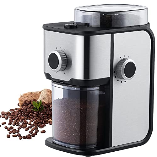 Ollygrin Coffee Bean Burr Grinder Electric, Coffee Bean Burr Mill Grinder, Flat Burr Coffee Grinder Espresso with 14 Grind Settings For 2-12 Cups
