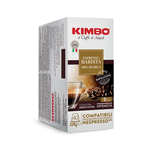 Kimbo Espresso Barista 100% Arabica Coffee Capsules – Single Serve Compatible – Blended and Roasted in Italy – Medium to Dark Roast – 40 Count
