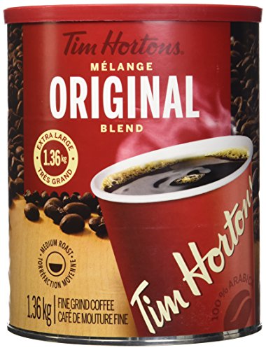 Tim Hortons 100% Arabica Medium Roast Original Blend Ground Coffee, 48 Ounces, 3 Pound Can, Imported from Canada