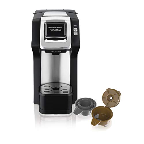 Hamilton Beach 49979 FlexBrew Single-Serve Coffee Maker Compatible with Pod Packs and Grounds,0.41 liters, Black & Chrome