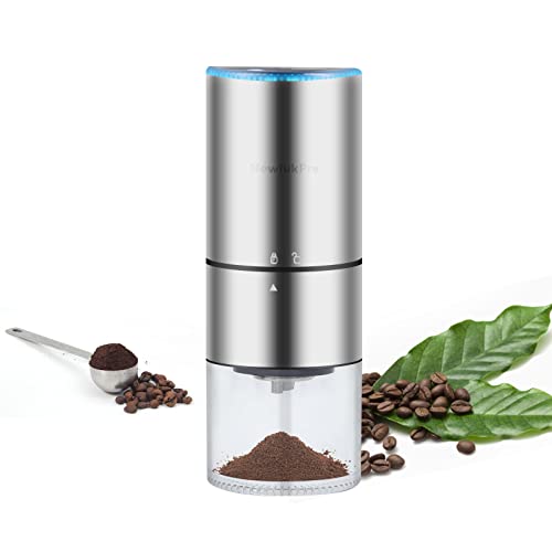 NewlukPro Coffee Grinder Electric, Portable Mini Conical Burr Mill, Stainless Steel Compact Cafe Grind with Precise Adjustable Settings,Automatic Coffee Bean Grinding for Drip Espresso PourOver