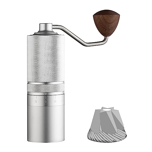 Bean Grinder, Manual Coffee Grinder, Hand Coffee Grinder with External Adjustable Stainless Steel Reticulate Pattern Coffee Grinder, Must-Have in Any Self Ground Coffee, Home/Office/Travel. Silvery.