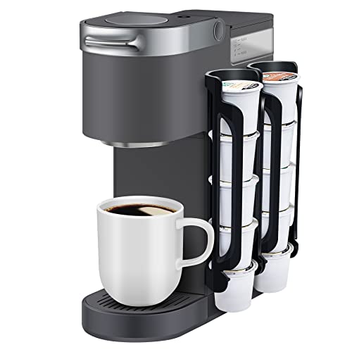 Kedofa K Cup Holder for Keurig- Coffee Pods Holder Side & Wall Mount Hanging- K-cups Pods Organizer, K-pod Storage Stands Rack- Save kitchen Space- Black (2 Rows/for 10 K Cups)