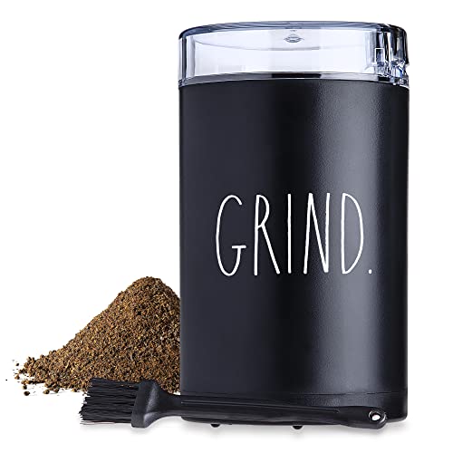 Rae Dunn Electric Coffee Grinder, Perfect Grinder for Coffee, French Press, Espresso, and Drip Coffee, Grinders for Spices, Seeds, Nuts, Grains, and Herbs, Black