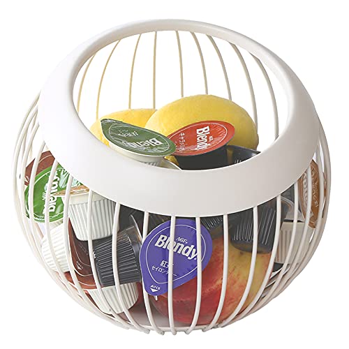 Coffee Pod Holder, Large Capacity K Cup and Espresso Coffee Pod Holder, Coffee Pod Organizer, for Counter Coffee Bar, Coffee Capsule Storage Basket, Fruit Basket, White