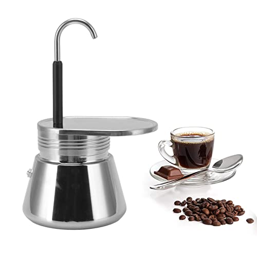 Stovetop Espresso Maker, Stainless Steel Single Spout Moka Pot, Italian Style DIY Large Capacity Light Weight Portable Coffee Maker, for Outdoor Camping