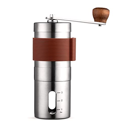 Manual Coffee Grinder, Hand Coffee Grinder, Bean Grinder, Portable Mini Coffee Grinder with Adjustable Settings, Suitable Use for Home, Office and Travel. Stainless Steel.