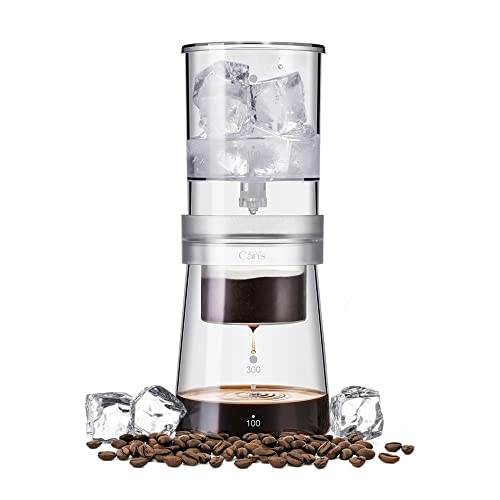 Can’s Iced Coffee and Tea Maker Iced Dripper Cold Brew Maker with Adjustable Water Flow Stainless Steel Filter 400ml-13.5oz