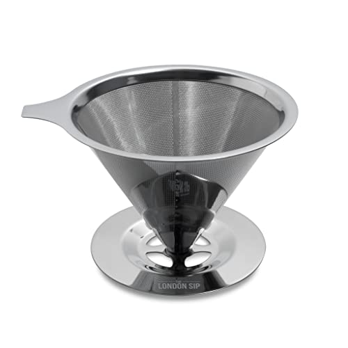 The London Sip Stainless Steel Coffee Dripper Pour Over Coffee Maker, Coffee Slow Brewing Accessories for Home, 1-4 Cup