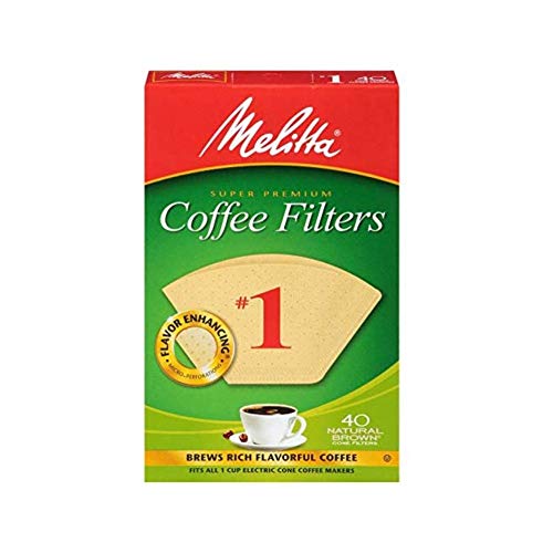 Melitta 620122 Size 1 Natural Brown Coffee Filters, 40 Count