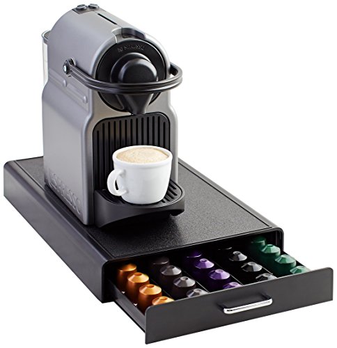 Amazon Basics Nespresso OriginalLine Coffee Pod Storage Drawer Holder, 50 Capsule Capacity, Black