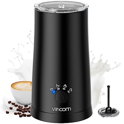 Vihoom Electric Milk Frother Hot And Cold Foam Maker 4-in-1 Automatic Milk Frother Electric Milk Frother and Steamer For Coffee, Lattes, Cappuccinos, Macchiato and More Black