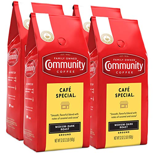 Community Coffee Café Special Blend Ground Coffee, Medium-Dark Roast, 32 Ounce Bag (Pack of 4)