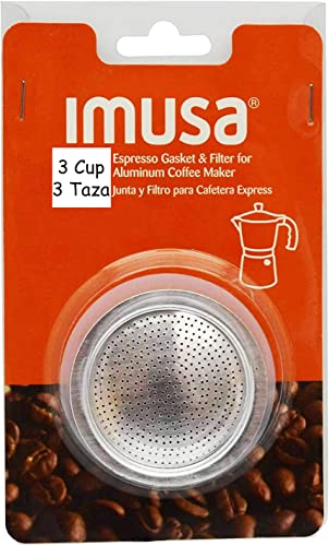 IMUSA USA Aluminum Stovetop Espresso Maker Replacement Rubber Ring & Filter only for 3 Cup