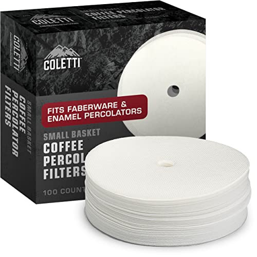 COLETTI Classic Percolator Coffee Filters 3.33in – 100 Disc Coffee Filters For Percolators – Premium (White – Paper, 3.33”)