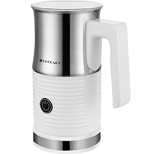 Huogary Electric Milk Frother and Steamer – Stainless Steel Milk Steamer with Hot and Cold Froth Function, Automatic Foam Maker, 120V (white)