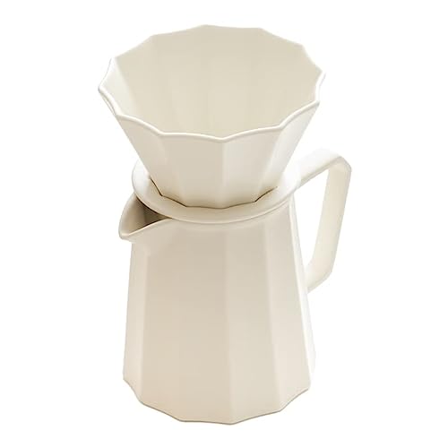 WENSHUO Pour Over Coffee Maker, Multi-sided Petal Design, Matte Crème, 9.6oz