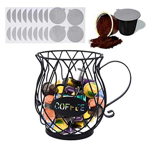 Coffee Pod Holder with Stickers,Coffee Pods Organizer Holder,Coffee Capsule Holder,Large Capacity Coffee Pods Storage Rack for Kitchen Countertop