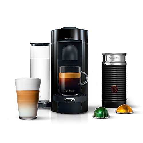Nespresso VertuoPlus Coffee and Espresso Machine by De’Longhi with Milk Frother, 14 ounces, Ink Black