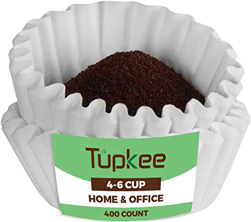 Tupkee Coffee Filters 4-6 Cups – 400 Count, Junior Basket Style, White Paper, Chlorine Free Coffee Filter, Made in the USA