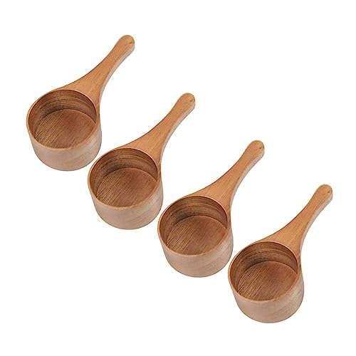 MornHalo 4 Pack Acacia Wood Coffee Scoops, Small Wooden Coffee Spoons for Jars and Containers, Set of 4 Tablespoon Bean Scoop, Cute Coffee Beans Measuring Scoop for Cooking,Bath Salt,