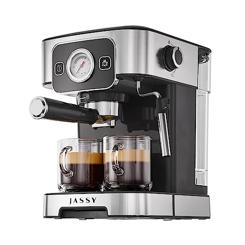 JASSY Espresso Coffee Machine 20 Bar Cappuccino Machines with Temperature Dial for Barista Brewing with Powful Milk Frother for Cappuccino/Mocha/Latte,1200W