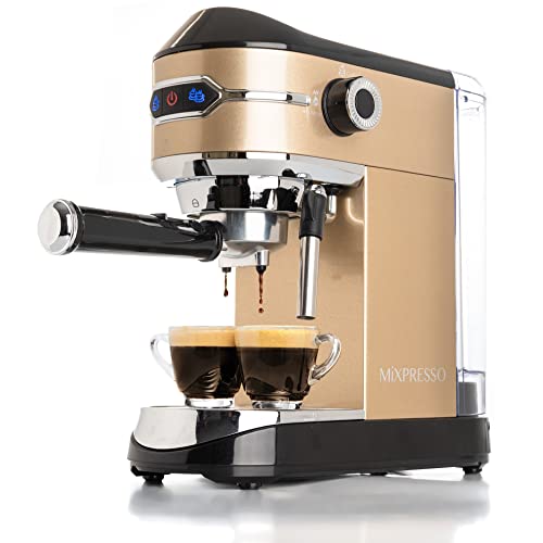 Mixpresso Espresso Maker, 15 Bar Espresso Machine With Milk Frother, Fast Heating Automatic Espresso Machine, Steam Wand For Latte and Cappuccino 37 Oz Removable Water Tank, 1450W Coffee Maker (Gold)