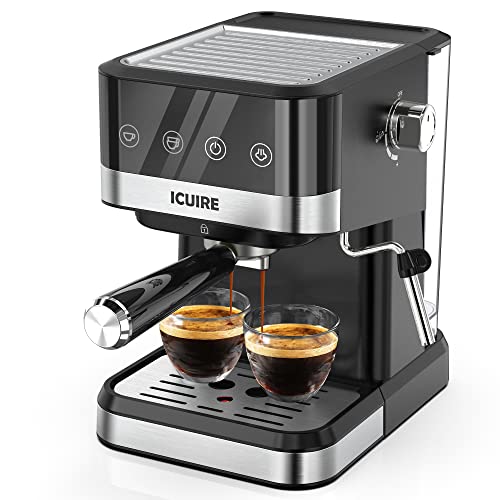 ICUIRE Espresso Coffee Machine – 20 Bar Pump Semi-Automatic Espresso with Milk Frother, 1050W High Performance, 1.5L/50Oz Removable Water Tank, Perfect for Home Barista