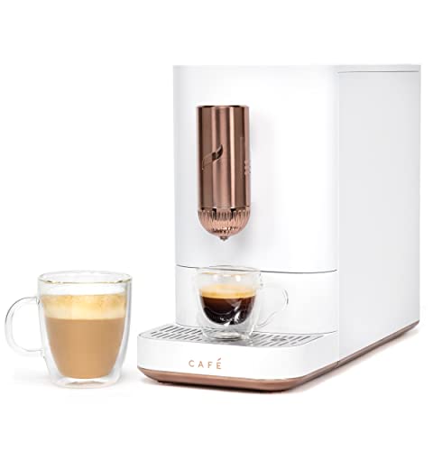Café Affetto Automatic Espresso Machine | Brew in 90 Seconds | 20 Bar Pump Pressure for Balanced Extraction | Five Adjustable Grind Size Levels | WiFi Connected for Drink Customization | Matte White
