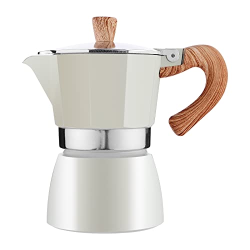 Upspirit Moka Pot,Stovetop Espresso Maker italian Coffee Maker,Camping Coffee Pot Portable Cafetera, 6 Cups (Beige)