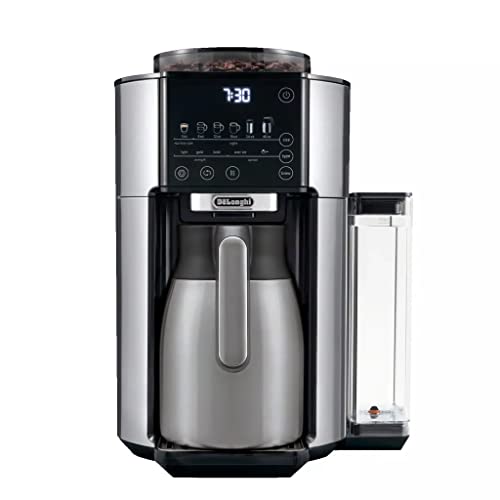 De’Longhi TrueBrew Drip Coffee Maker, Built in Grinder, Single Serve, 8 oz to 24 oz with 40 oz Carafe, Hot or Iced Coffee, Stainless,CAM51035M