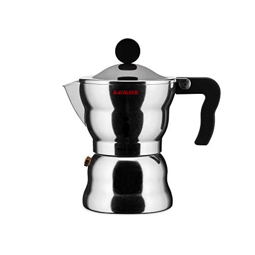 Alessi AAM33/3 – Design Espresso Coffee Maker, Aluminum and Thermoplastic Resin, 3 Cups, Black Handle