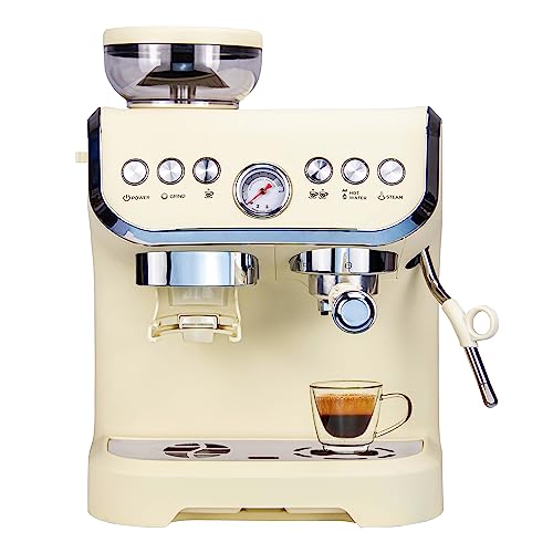 MIROX Barista Espresso Coffee Maker Machine With Grinder Electric For Home Use, Coffee Maker Cappuccino Machine With Milk Frother Latte Macchiato Cuppuccino Machine 2000ML Water Tank, 1450w