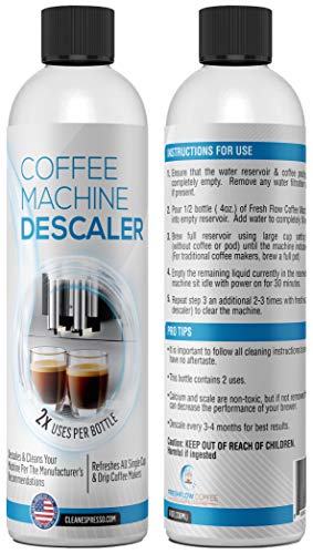 Descaling Solution for Coffee & Espresso Machines – 2 Bottle Pack (4 Uses) – Universally Compatible Descaler Cleaner for Keurig, Breville, Nespresso, Delonghi & All Single Use or Drip Machines
