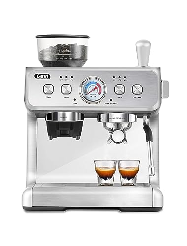Gevi 20Bar Semi Automatic Espresso Machine With Grinder & Steam Wand – All in One Espresso Maker & Latte Machine for Home Dual Heating System