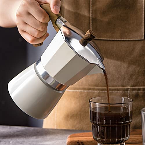 MORDEN MS Coffee Pot Moka Pot Italian Coffee Maker 6 cup/10 OZ Stovetop Espresso Maker for Gas or Electric Ceramic Stovetop Camping Manual Cuban Coffee Percolator for Cappuccino or Latte